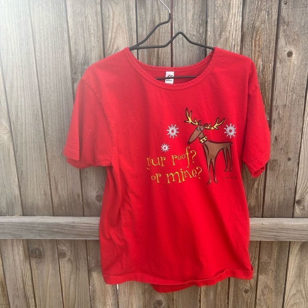 Gaziani t-shirt short sleeve holiday Christmas deer reindeer size large
